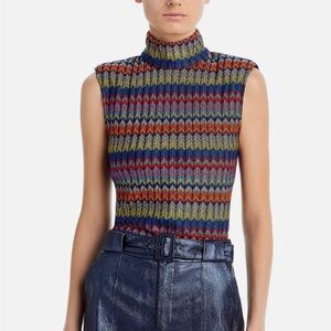 NWOT RAMY BROOK Madison Womens Chevron Mock Neck Tank Top Sweater Size S/P